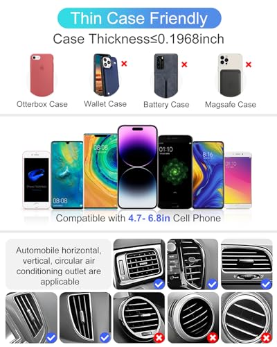 Bilious Wireless Car Charger, Phone Mount for Car Wireless Charger Smart Sensor Air Vent, Automatic Clamping Phone Holder Compatible with iPhone 15/14/13/12/11/XS/XR/8, Samsung S22/S21/S20/Note 20
