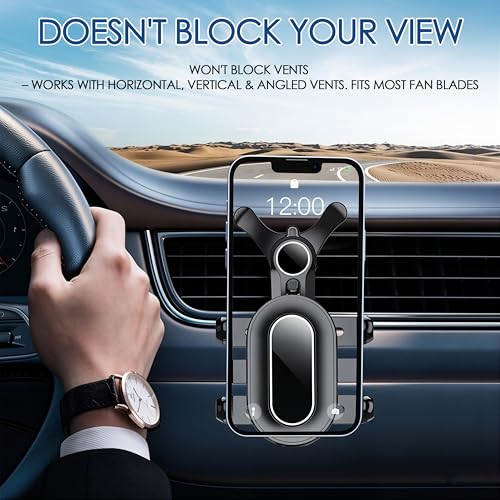 Car Vent Phone Mount with Swing Arm, Air Vent Clip Car Holder with Metal Hook, Cell Phone Holder for Your Car, Universal No-Blocking Hands-Free Cases-Friendly, for 4.7-6.9" Smartphone (Black)