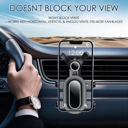 Car Vent Phone Mount with Swing Arm, Air Vent Clip Car Holder with Metal Hook, Cell Phone Holder for Your Car, Universal No-Blocking Hands-Free Cases-Friendly, for 4.7-6.9" Smartphone (Black)