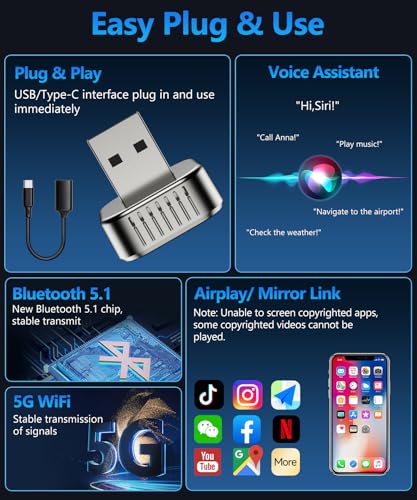 2026 4 in 1 Mini Wireless CarPlay Android Auto Adapter (Gunmetal Grey) - color: Gunmetal Grey, 4 IN 1