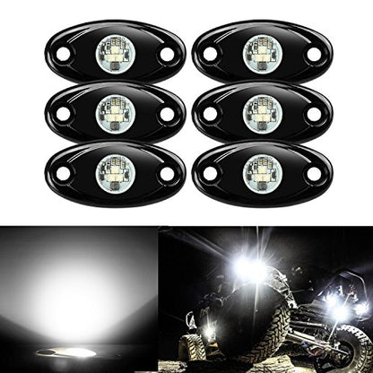 6 Pods LED Rock Lights, Ampper Waterproof LED Neon Underglow Light for Car Truck ATV UTV SUV Offroad Boat Underbody Glow Trail Rig Lamp (White) - color: White, size: 6 Pods