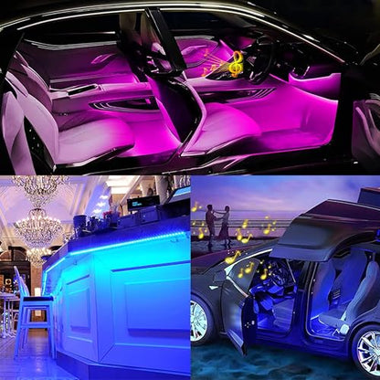 4In1 5050 SMD 48LED RGB Interior Car Strip Light Accessories Under Dash Lighting Footwell Ambient Lights Atmosphere Neon Lights Strip Kit with USB 20Key Controller for Car Truck ATV UTV RV