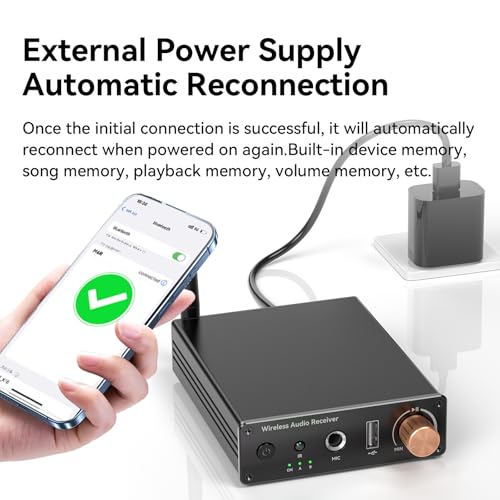 Bluetooth 6.0 Receiver, Bluetooth Audio Adapter with 3.5mm AUX RCA Cable, Wireless Audio Receive Old Stereo/Home Speakers/Wired Headphones/Home Audio Music Streaming Stereo System - color: Black