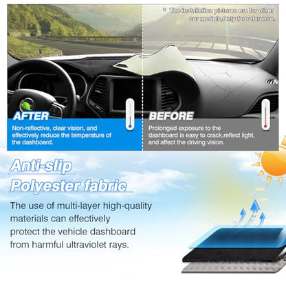 Cartist Dashboard Cover for 2012-2015 Honda Civic Accessories,Non-Slip Polyester Dash Cover Mat Anti-Glare UV Sun Protection Protector - size: Honda Civic 2012-2015