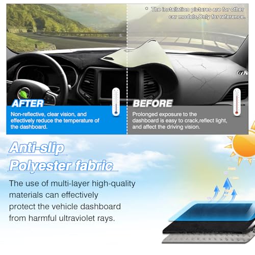 Sonata Dash Cover-Dashboard Cover for Hyundai Sonata 2011 2012 2013 2014 Accessories Suede Dash Mat for Sonata Anti-Glare and Sun Protection Back - size: Hyundai Sonata 2011-2014