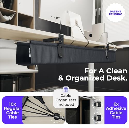 Ascrono Original Under Desk Cable Management Tray, Black, 14.1" - color: Black, size: Mini (14.1 in)