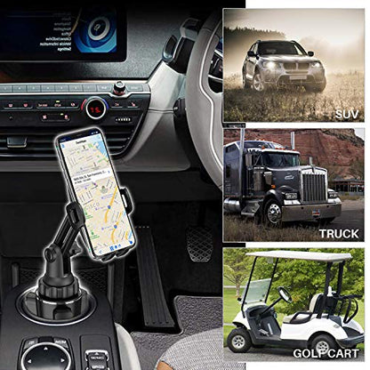Cup Holder Phone Mount, Adjustable Long Neck Cellphone Holder for Car, Upgraded Version, Cup Phone Holder for Car with Expandable Side Arms, Compatible with iPhone Samsung Google & All Phones