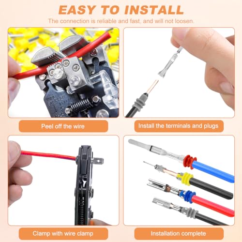 950pcs Pin Connector Kit,with Crimping Plier,Car Electrical Wire Connectors Terminal Pins,1/1.5/1.8/2.2/2.3/2.8/3.5mm Male & Female Wires Pins, Non Insulated Wire Terminal Pin Kit