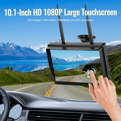 10.1" - 4 Magnetic Wireless RV Backup Camera System, 1080P DVR Touchscreen Rear Side Cameras for Monitoring, Compatible with Furrion Pre-Wired Plug, Night Vision Camera for Trailer Truck, A24 - size: 10.1" 4-CAM