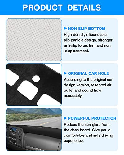 Autorder Dashboard Cover Mat for 2007-2013 Chevy Chevrolet Silverado/GMC Sierra/Avalanche, 2007-2014 GMC Yukon/Chevrolet Tahoe/Suburban with 2 Glove Boxes Accessories Dash Cover Flannel Dash Mat - size: Black 07-13 Silverado 2 Glove Boxes
