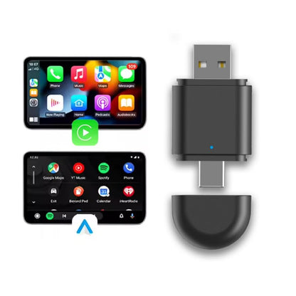 2-in-1 Wireless CarPlay & Android Auto Adapter – Plug & Play USB/Type-C Dongle, Bluetooth 5.4 + 5.8GHz Wi-Fi, Converts Wired CarPlay & Android Auto to Wireless, Fast Stable Connection