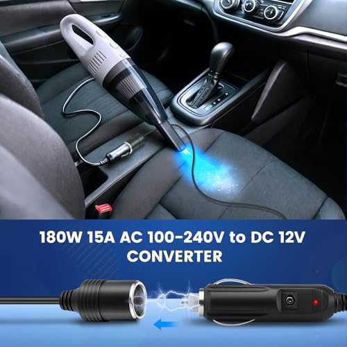 110V AC - DC 12V 컨버터 15A 180W, 담배 라이터 어댑터 벽 플러그 100-240V, 자동차 충전기 - 벽 플러그 어댑터 변압기 전원 공급 장치 대시 캠, 팽창기, 진공, 자동차 냉장고, 자동차 장치용 - size: 12V15A 180W