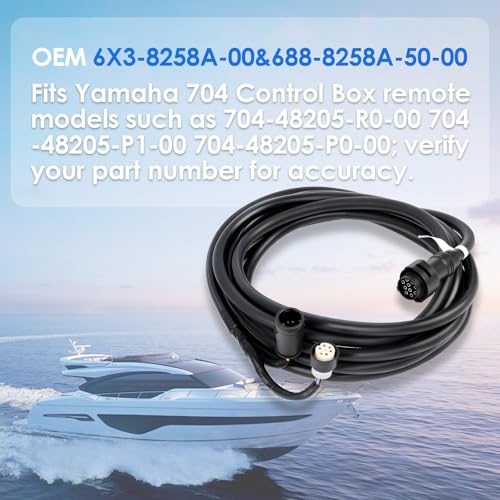 Main Wiring Harness 16.4ft/5m for Yamaha Outboard Motor 704 Remote Control, 10pin Fits OEM 6X3-8258A-00 688-8258A-50-00 - size: 16.4ft/5m for 704