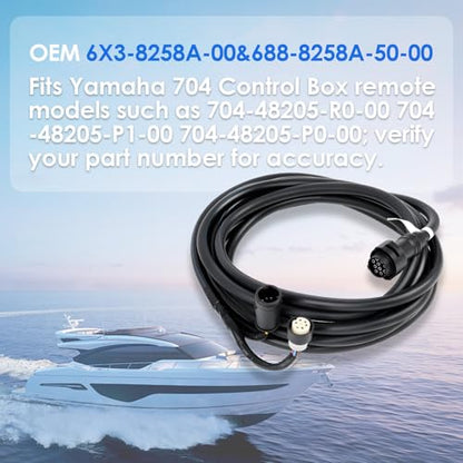 Main Wiring Harness 16.4ft/5m for Yamaha Outboard Motor 704 Remote Control, 10pin Fits OEM 6X3-8258A-00 688-8258A-50-00 - size: 16.4ft/5m for 704