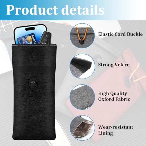 2PCS Faraday Bags for Car Key, Anti-Tracking Vehicle Faraday Key Fob Protector Cage for Privacy Protection, RFID Anti-Theft Automotive Signal Blocking Pouch, Universal Fit (Black) - color: Black