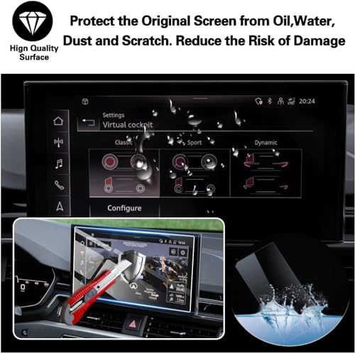 Ruiya 10.1" Tempered Glass Screen Protector for Audi Q5 (2021-2024), A4 & A5 (2020-2024), 9H Hardness, Anti-Glare, Anti-Bubble, 1 Pack - color: 2021-2024 Audi Q5 10.1-inch