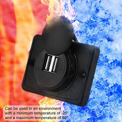 USB Car Charger, 12v 24v Mini Panel Dual Socket Power Adapter Outlet with Cap Quick Surface Mount Multi Device Charging for Cars Bus Boat Automotive Marine Truck Golf Cart Smartphone Laptop