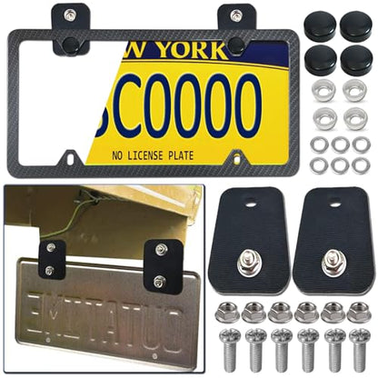 Aootf Trailer License Plate Holder Bracket, Rubber Holder with Carbon Frame - color: Rubber Bracket with Carbon Frame
