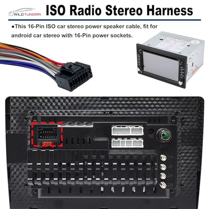Universal ISO Radio Wiring Harness Adapter for Android Car Stereo 16 Pin ISO Connector Power Wiring Cable - Aftermarket Radio Harness Adapter for Car Stereo, Wire Harness Kit for Car Stereo, Black