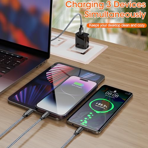 Long Multi Charging Cable,USB Universal Charger,2Pack 6ft Car Cord - color: Grey/Black-6FT-2Pack