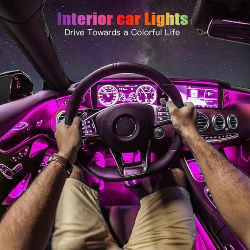 Car LED Lights,Smart Car Interior Lights with App Control,Car Atmosphere Lights,Car LED Interior Lights,Interior RGB Lights,Inside Car Lights with DIY Mode and Music Mode. - color: APP remote control