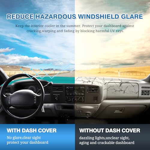 FIILINES Dash Cover for 1999-2004 Ford F250 F350 F450 Super Duty, Dashboard Mat for F-250 F-350 F-450 Accessories Dashboard Pad Carpet Dash Mat Sunshade Non-Slip Polyester Protector No Glare Black - size: For F250 F350 F450 Super Duty 1999-2004