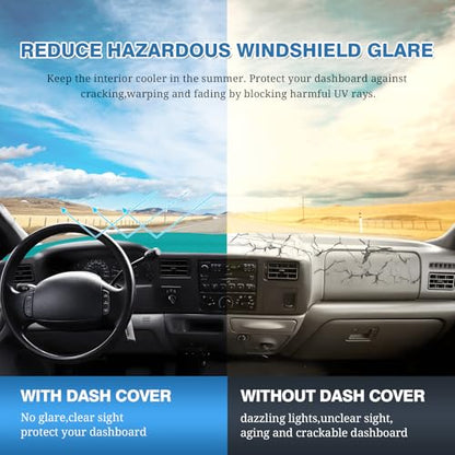 FIILINES Dash Cover for 1999-2004 Ford F250 F350 F450 Super Duty, Dashboard Mat for F-250 F-350 F-450 Accessories Dashboard Pad Carpet Dash Mat Sunshade Non-Slip Polyester Protector No Glare Black - size: For F250 F350 F450 Super Duty 1999-2004