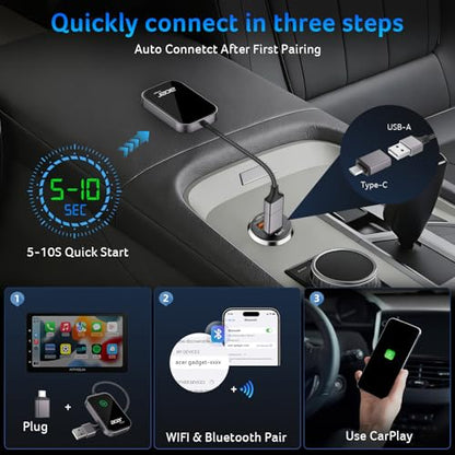 acer CarPlay Wireless Adapter for Apple — iPhone Wireless Apple CarPlay Wireless Adapter Upgrade Wired CarPlay to Wireless for Seamless Music Navigation Calls and Messages