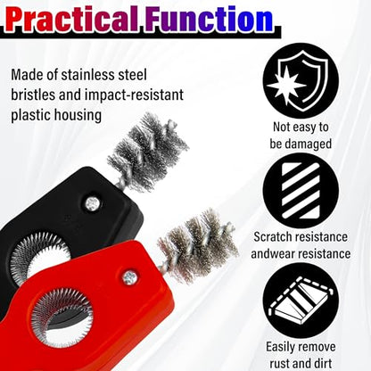 Car Battery Terminal Cleaning Brush,4 in 1 Auto Battery Cleaner (Black+Red) - color: Black+red