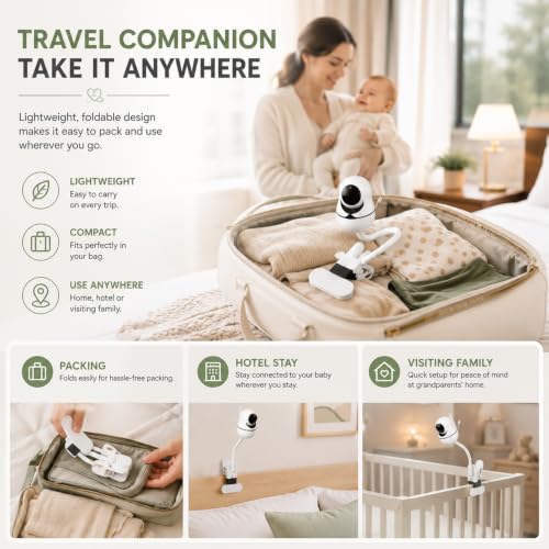 SZAOYU 15.7 inches Baby Monitor Mount Compatible with HelloBaby HB6560/HB65/HB6550/HB6550 pro/HB66/HB248,ANMEATE SM935E Baby Monitor Camera Flexible Clip Clamp Mount Long Gooseneck Arm