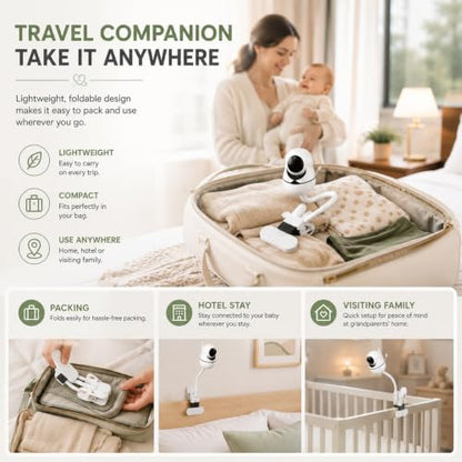 SZAOYU 15.7 inches Baby Monitor Mount Compatible with HelloBaby HB6560/HB65/HB6550/HB6550 pro/HB66/HB248,ANMEATE SM935E Baby Monitor Camera Flexible Clip Clamp Mount Long Gooseneck Arm
