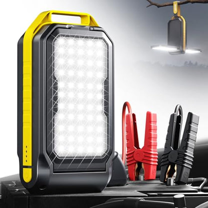 AUXITO Jump Starter: 6000A Car Portable-Battery Jumper Box with 4000LM LED Outdoor Camping Light and Power Bank Function, Up to 10.5L Gas and 10L Diesel Engines, USB Ports and Jumper Cable Included - size: 6000 A