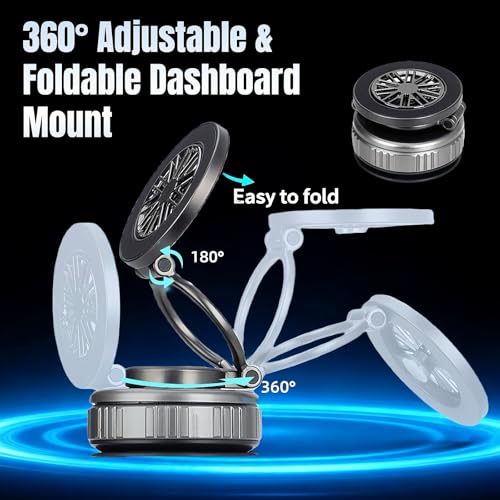 Magnetic Vacuum Car Phone Holder 360° Adjustable Foldable - color: Silver, size: GY-X25