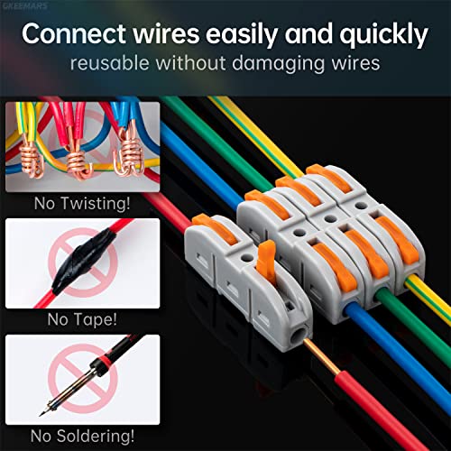 50 Pcs Lever Wire Connectors, 1 Conductor Compact Splicing Wire Connectors for Circuit Inline 24-12 AWG (Orange)