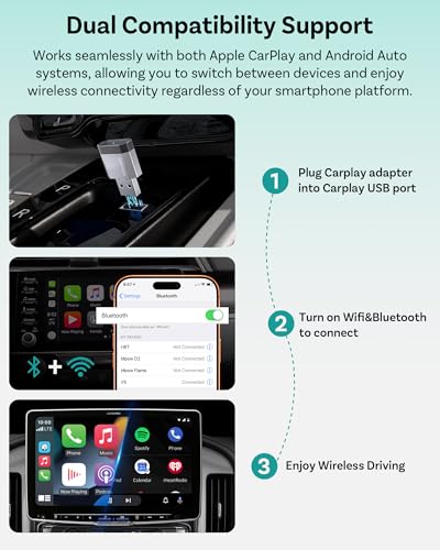 OTTOCAST Mini Nova Wireless CarPlay & Android Auto USB-C Adapter