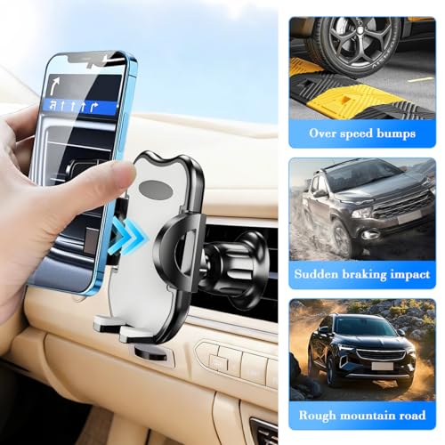 Car Phone Holder, 360° Rotatation Vehicle Air Vent Cell Phone Mount with Hook Clip, Hands Free Automotive Interior Smartphones Cradle, Universal for Most Vehicles (Gray) - color: Gray