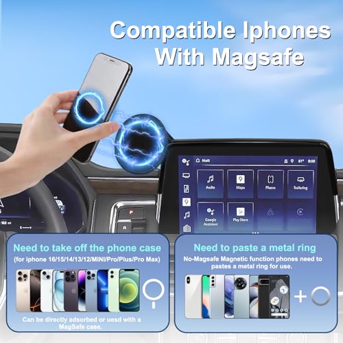 Car Phone Holder Compatible with Chevy Suburban Tahoe/GMC Yukon Accessories 10.2-inch Screen Fixed Clip, Magnet Cell Phone Mount Compatible with MagSafe 360° Rotation Phone Automobile Cradles - size: 21-24 Chevy Suburban / GMC Yukon