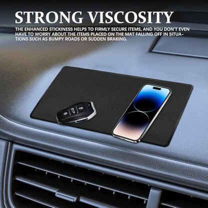 Car Dashboard Anti-Slip Mat, 10.6"×5.9" Universal Car Dash Sticky Rubber Mat, Non-Slip Car Magic Dashboard Sticky Adhesive Mat for Cell Phones, Keys, Coins, Sunglasses (Grid) - color: Grid