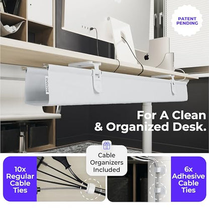 Ascrono Original Under Desk Cable Management Tray, White, 40.6" - color: White, size: Large (40.6 in)