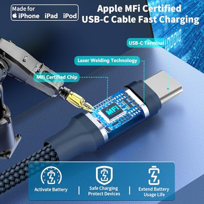 Apple MFi Certified iPhone 17 Car Charger 90W USB-C Fast Car Phone Charger - color: Titanium Black