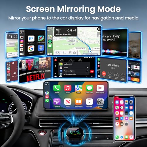 ELECROW 4 in 1 Wireless CarPlay Adapter for iPhone＆Android