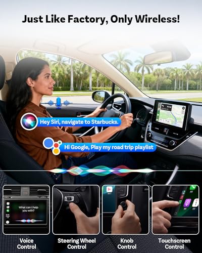 Ottocast Mini Core Latest Version, 2 in 1 Wireless CarPlay Adapter & Android Auto Adapter, Plug & Play One-Button Device Switching WiFi 6 & Bluetooth 5.4 Auto-Connect Dongle for OEM Wired Cars 2016+