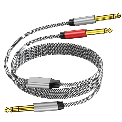 30ft Insert Cable - 1/4 Stereo to Dual 1/4 Mono Y Splitter Compatible with Amplifiers, Mixers, Guitars, Speakers and More - color: 6.35mm to 2x6.35mm Audio Cable, size: 30 feet