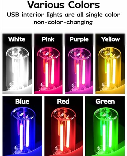 LED Car Interior Light, Touch Control USB Night Lamp, Retro Style Ambient Lighting for Auto, Bedroom, Desk (Purple Light)