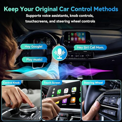 2-in-1 Mini CarPlay Wireless Adapter for iPhone & Android with USB Ports