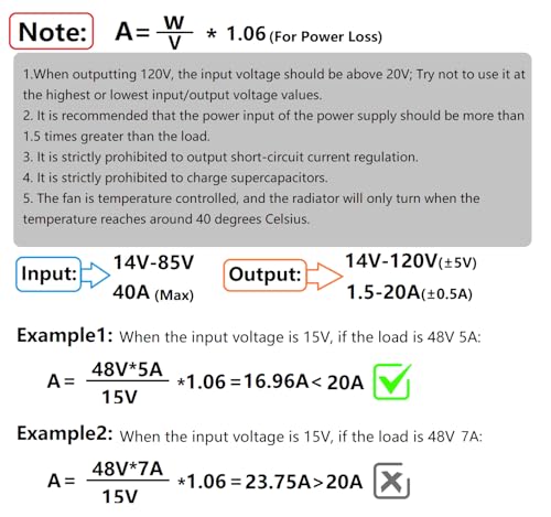 1800W DC Boost Converter,Aideepen 40A 14V-85V to 14-120V Boost Converter Voltage Regulator Car Step-up Power Supply Module DC Adjustable Voltage Converter