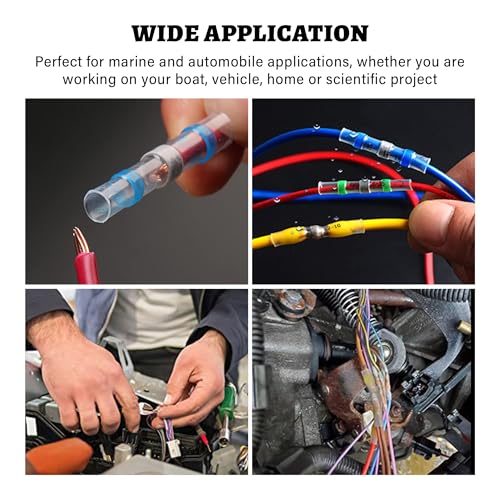 RED WOLF Solder Seal Wire Connector Kit 250 PCS Electrical Heat Shrink Butt Connector for Marine Automotive Boat Truck Home Waterproof Electronics Insulated Splice Joint Wire Terminals