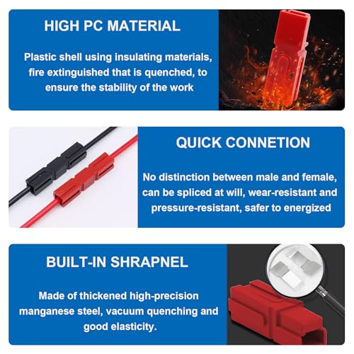 smseace 10 Pairs 30 Amp Power Connector Quick Connect,Disconnect Assortment Kit,Including 10pcs Red housing，10pcs Black housing，20pcs Silver Copper Contacts - size: 40Pcs-1Sizes