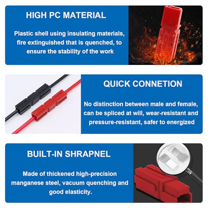 smseace 10 Pairs 30 Amp Power Connector Quick Connect,Disconnect Assortment Kit,Including 10pcs Red housing，10pcs Black housing，20pcs Silver Copper Contacts - size: 40Pcs-1Sizes