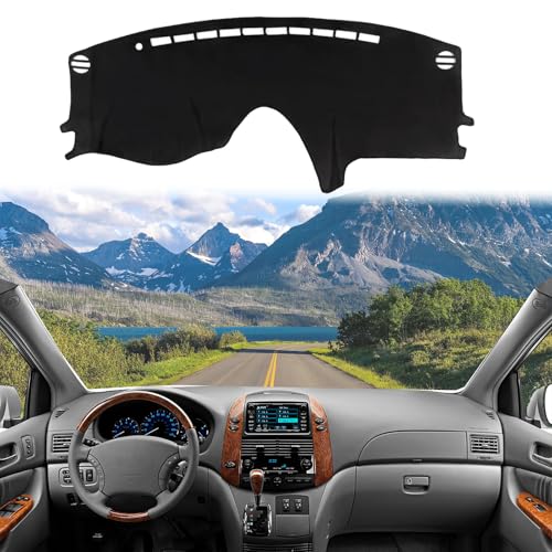 Dashboard Cover Suitable for Toyota Sienna 2004-2010 Car Dashboard Cover Sun Visor Mat Non-Slip Polyester Dashboard Accessories (Black) - size: 2004-2010 For Toyota Sienna